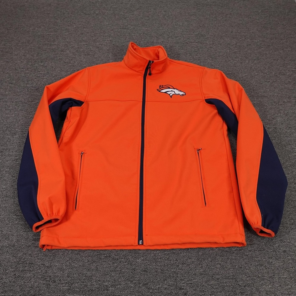 Denver Broncos Jacket Mens Medium Orange NFL Football G-III Softshell Full Zip